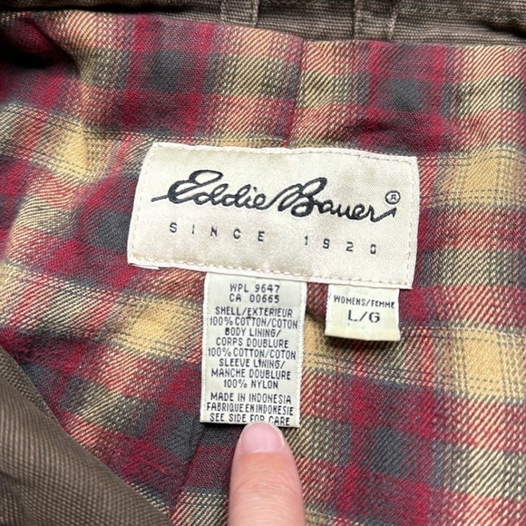 Vintage Eddie Bauer Brown Lined Chore Coat Size Large - Picture 7 of 8